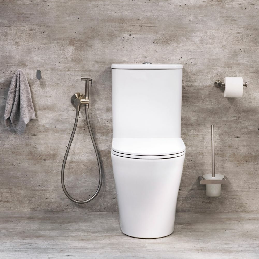 Ramon Soler - WC Magnet, monomando empotrado de WC con cierre doble cierre de seguridad y duchita, níquel cepillado - BricoandPool