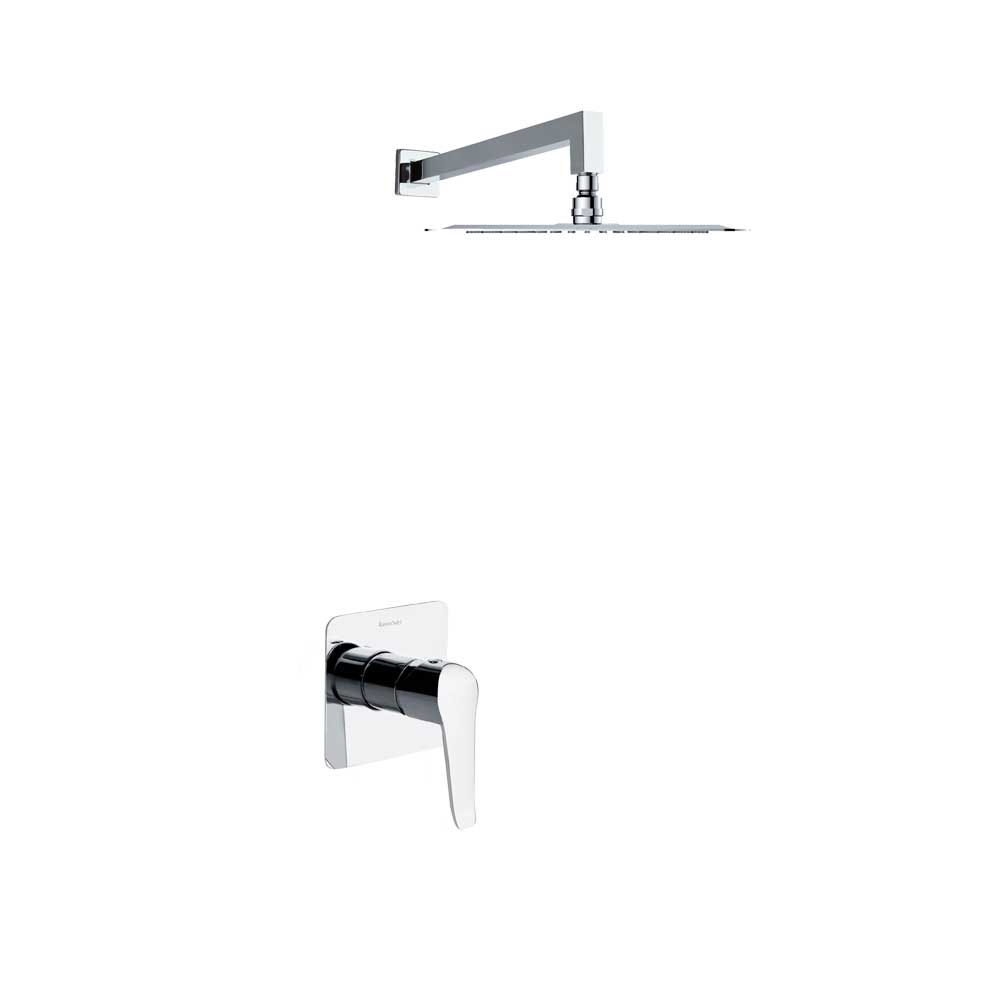 Ramon Soler - Ypsilon Plus, conjunto monomando empotrado metálico 1 vía con rociador cuadrado de 225mm, cromo - BricoandPool