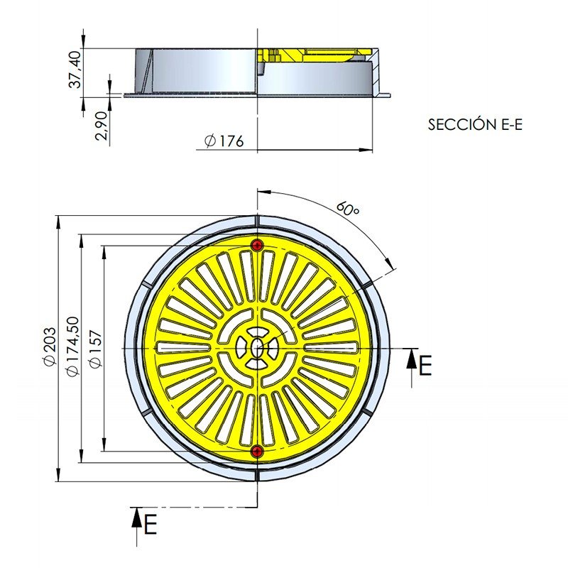 Reja de drenaje Ø 200 mm en ABS AstralPool - BricoandPool