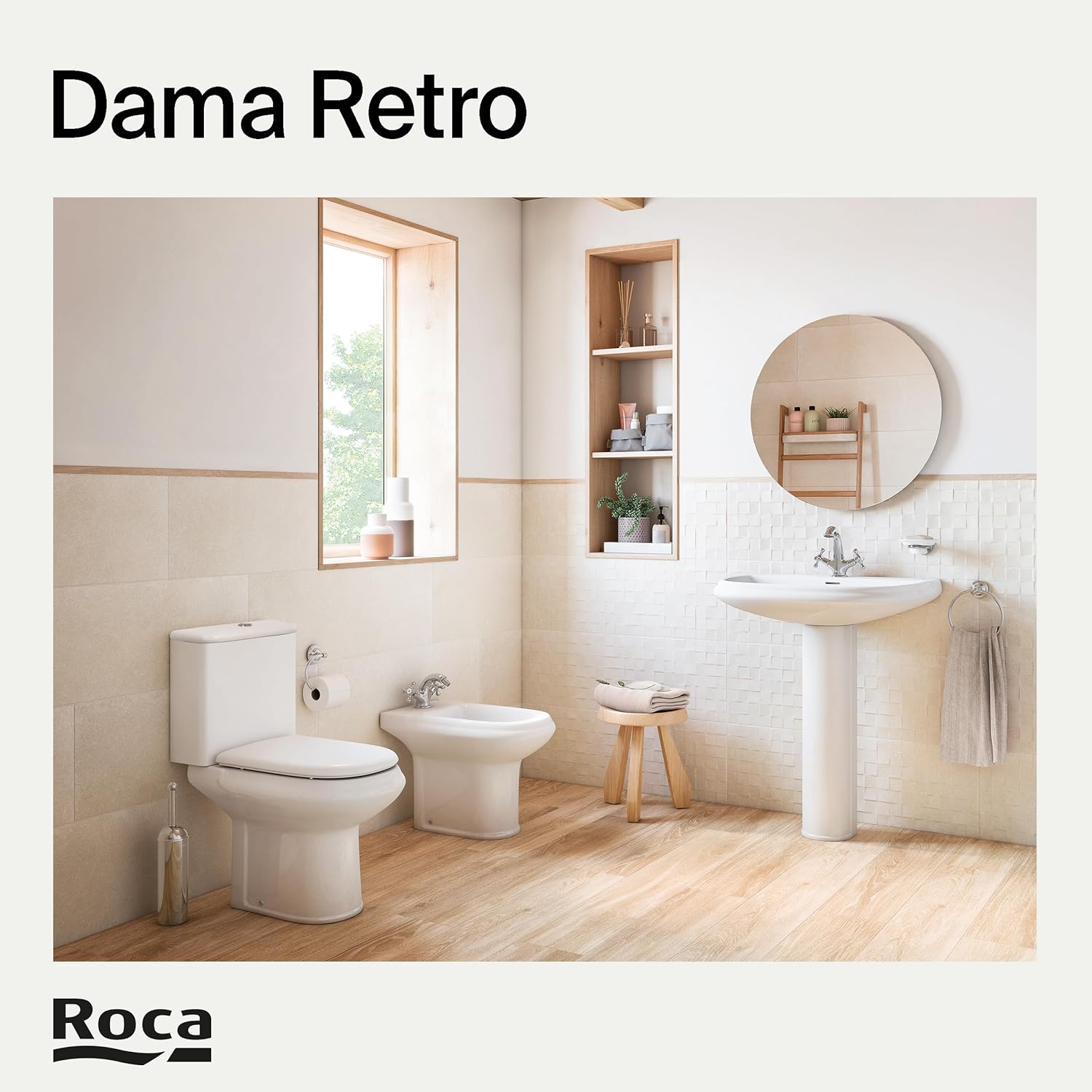 Roca - Asiento y tapa Dama Retro con bisagras extraibles A801327004 - BricoandPool