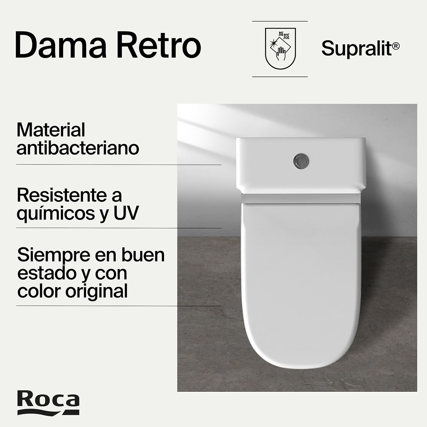 Roca - Asiento y tapa Dama Retro con bisagras extraibles A801327004 - BricoandPool