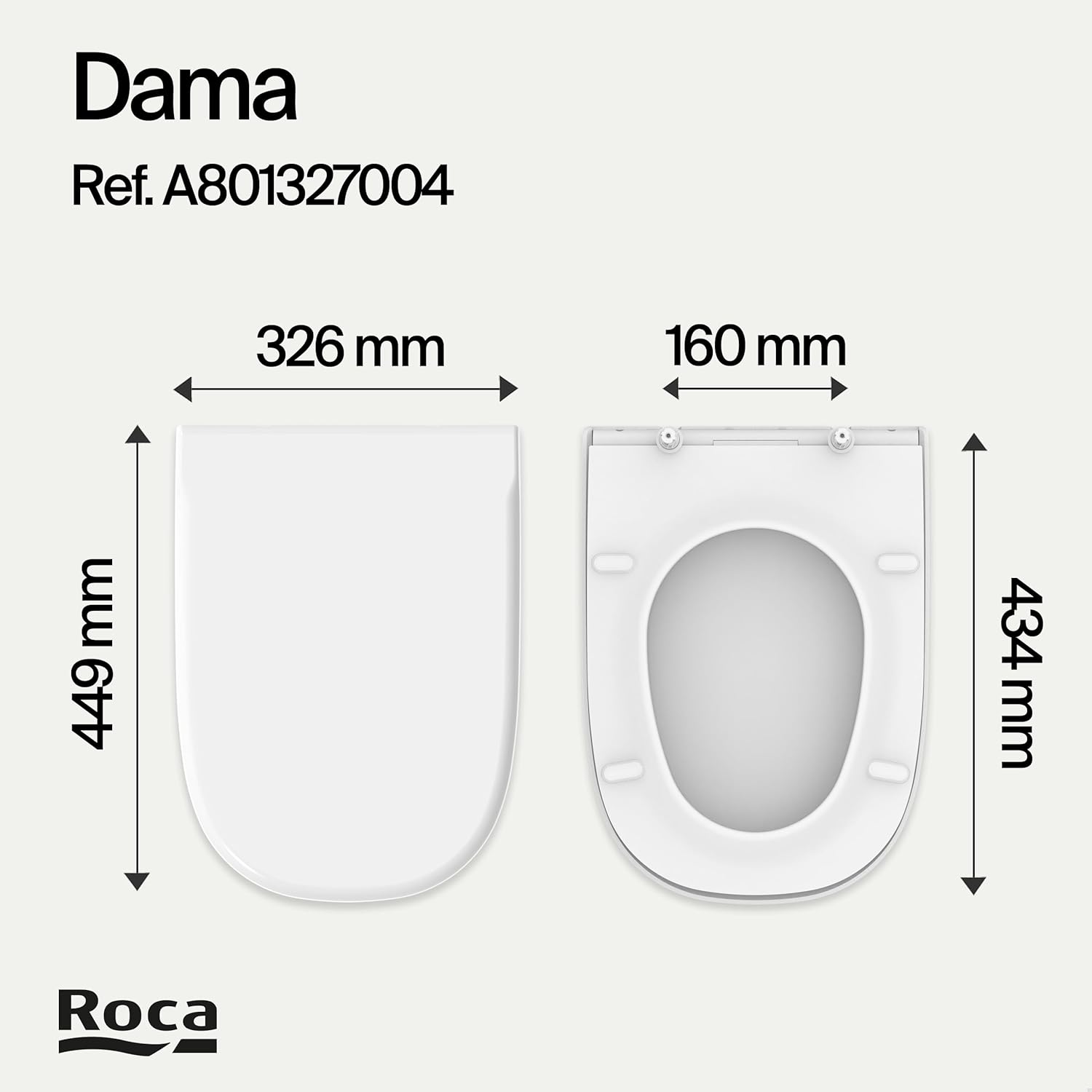 Roca - Asiento y tapa Dama Retro con bisagras extraibles A801327004 - BricoandPool