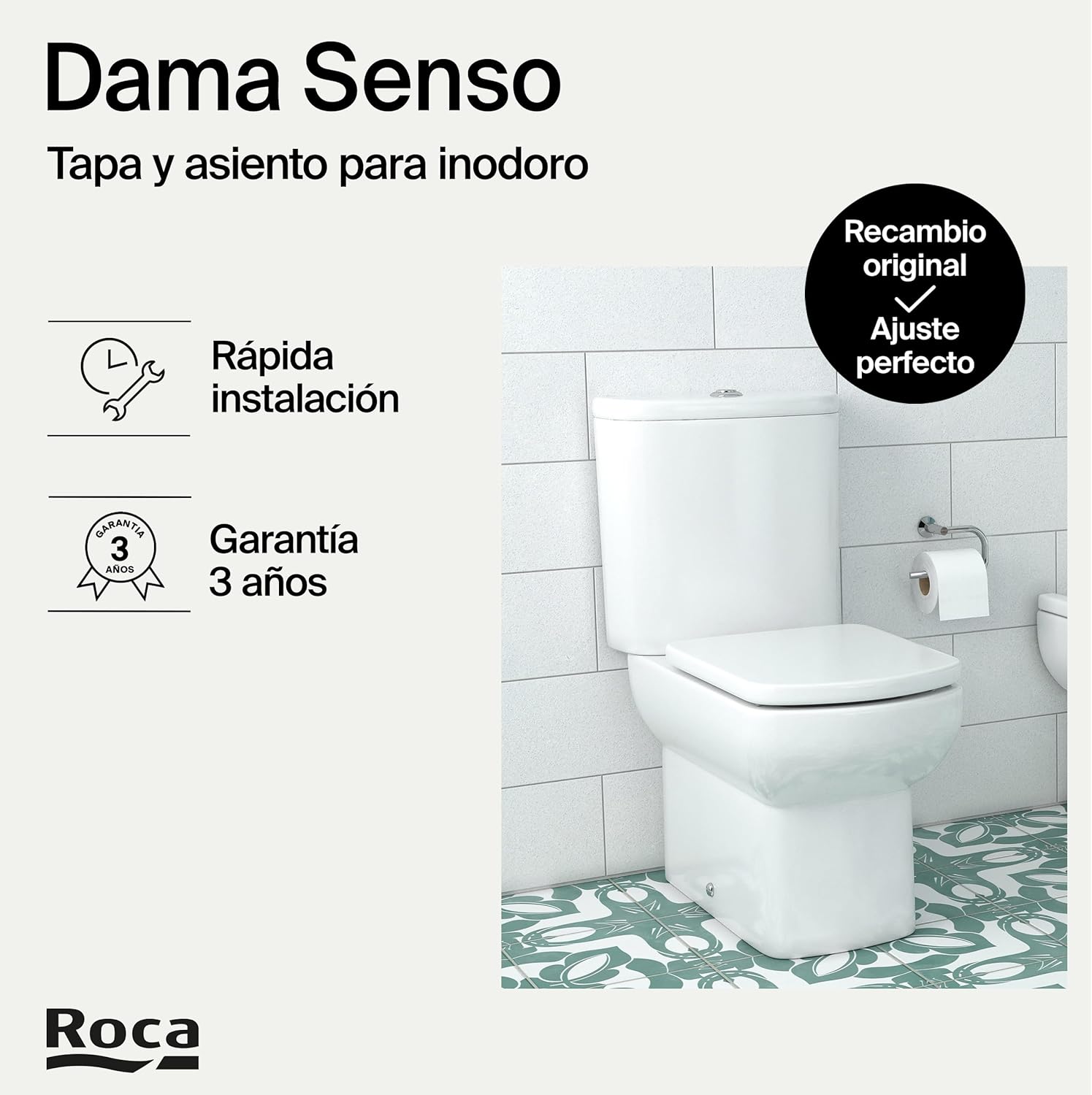 Roca - Asiento y tapa Dama Senso blanco A801511004 - BricoandPool