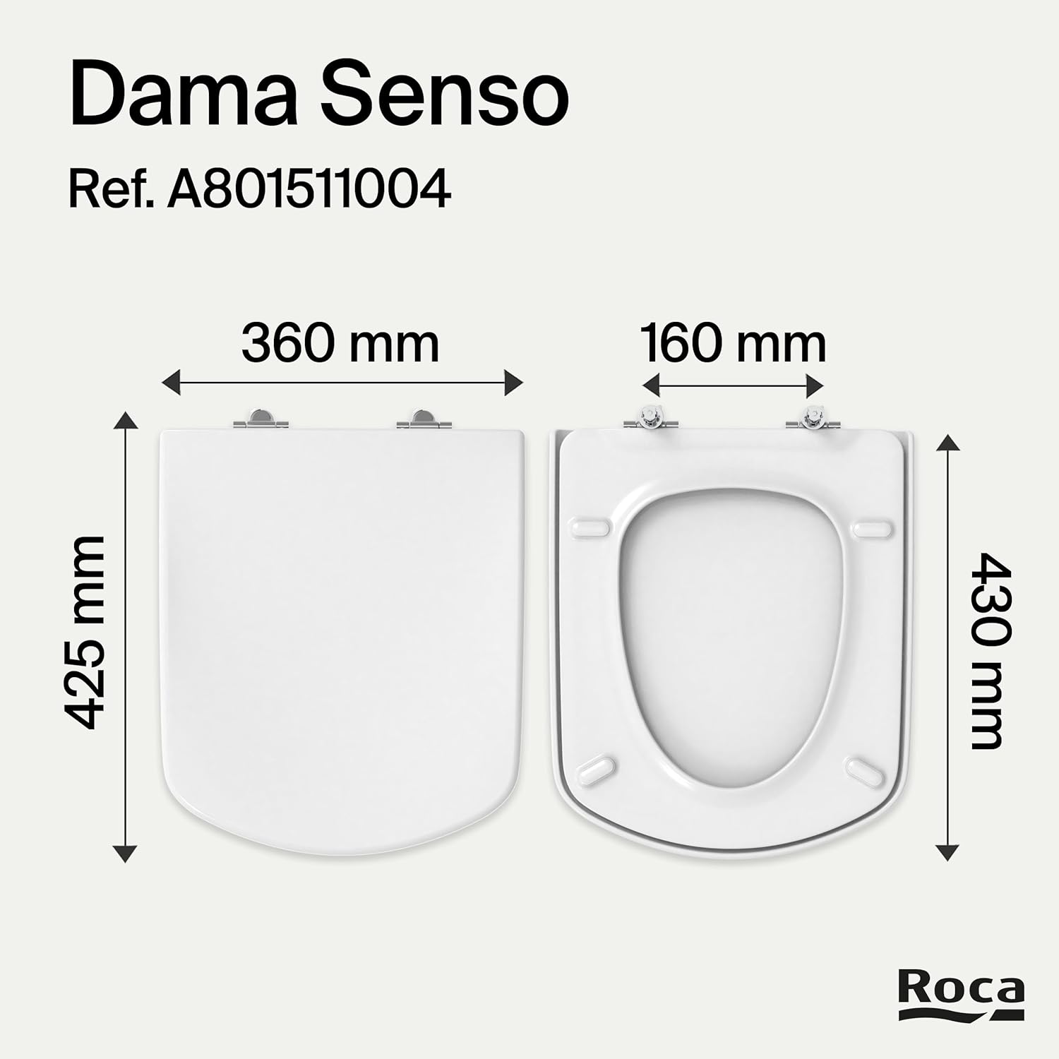Roca - Asiento y tapa Dama Senso blanco A801511004 - BricoandPool