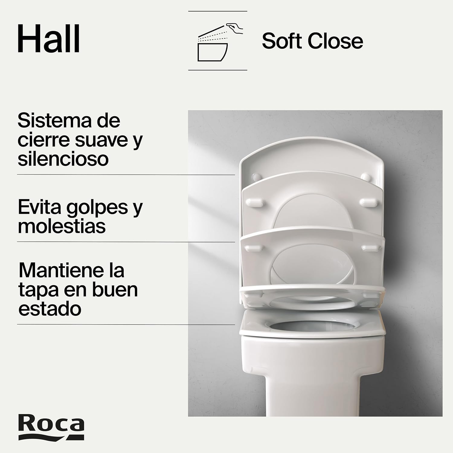 Roca - Asiento y tapa Hall Amortiguado A801622004 - BricoandPool