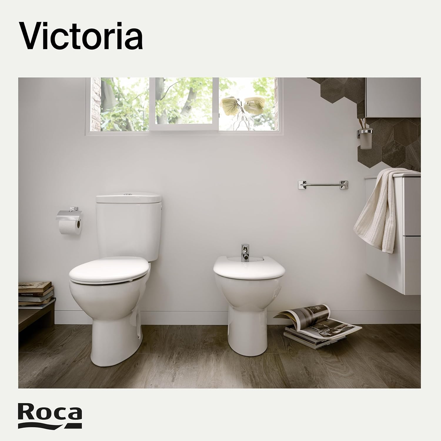 Roca - Asiento y tapa Victoria con bisagras acetálicas A801B6600B - BricoandPool