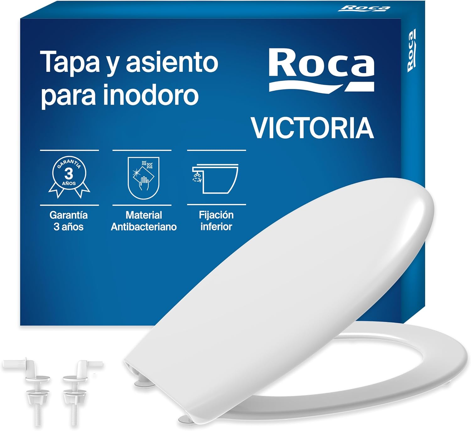 Roca - Asiento y tapa Victoria con bisagras acetálicas A801B6600B - BricoandPool
