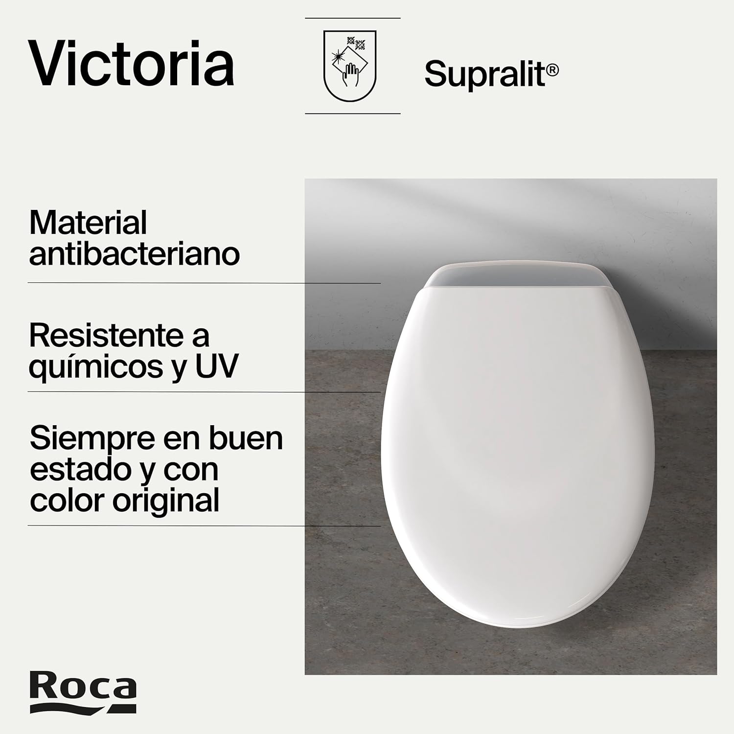 Roca - Asiento y tapa Victoria con bisagras acetálicas A801B6600B - BricoandPool
