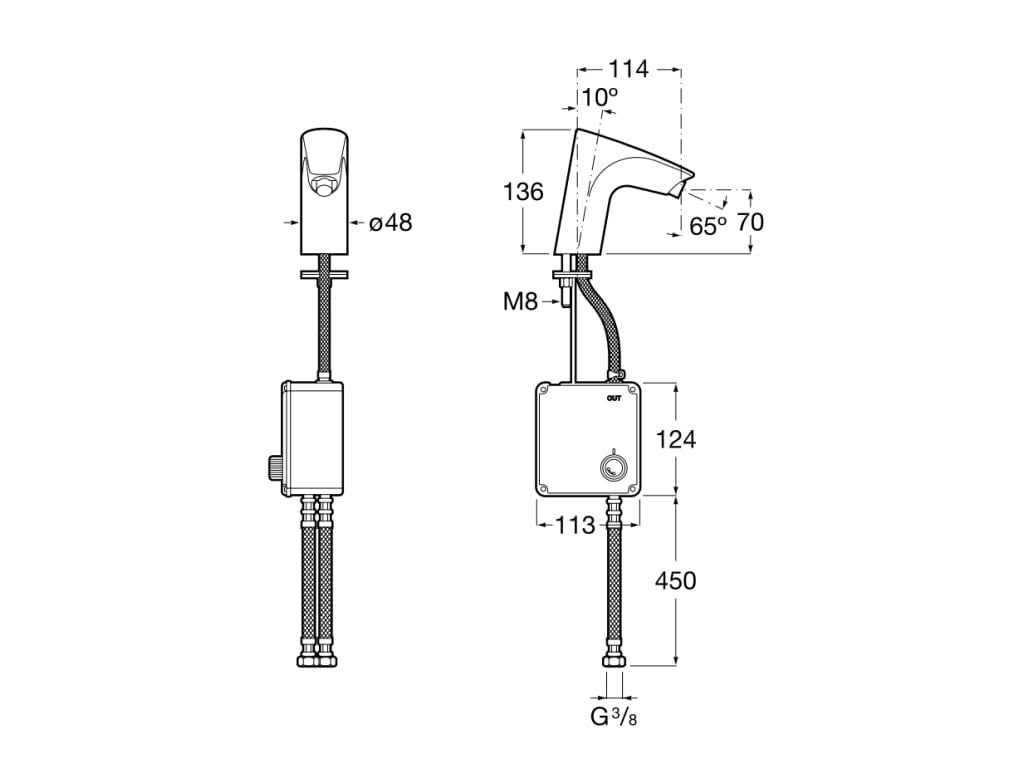 Roca - Atlas - E - Grifería electrónica para lavabo (agua premezclada) con sensor integrado en el caño. Atlas A5A5590C00 - BricoandPool