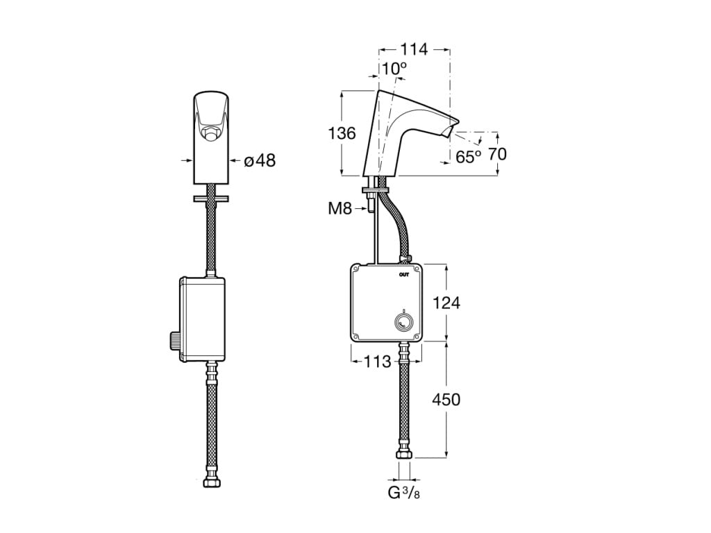 Roca - Atlas - E - Grifería electrónica para lavabo (un agua) con sensor integrado en el caño. Atlas A5A5790C00 - BricoandPool
