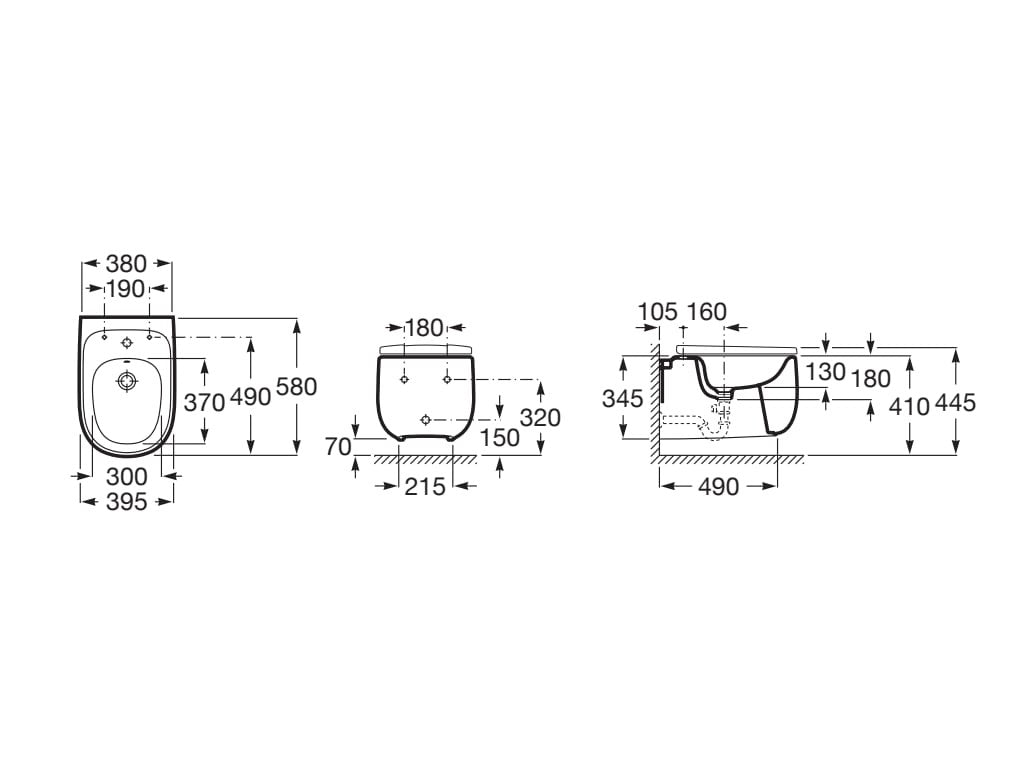 Roca - Bidé Beyond suspendido A3570B6620 sin tapa - BricoandPool