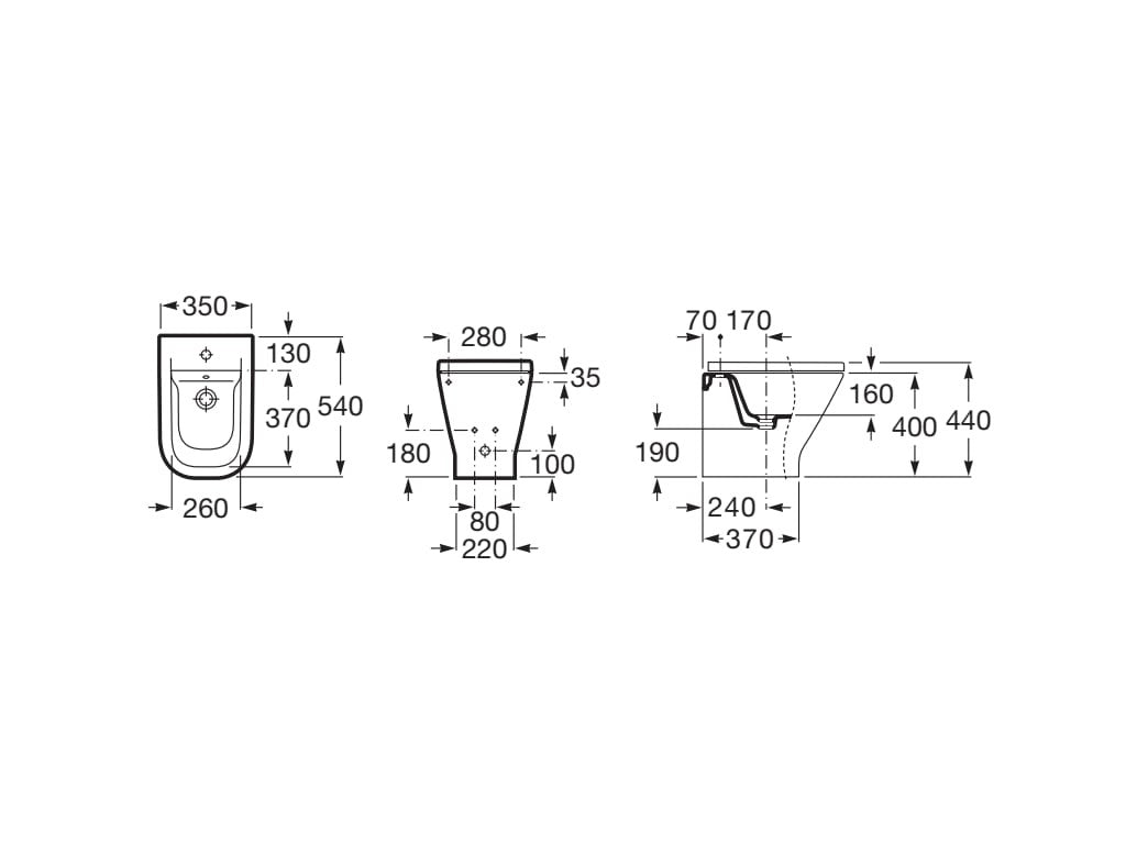 Roca - Bidé Gap square A357477000 compacto adosado sin tapa A357477000 - BricoandPool
