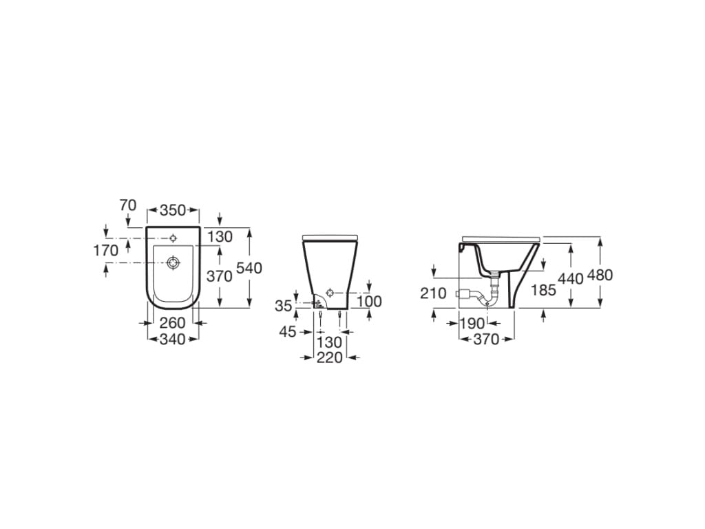 Roca - Bidé Gap square A35747C000 Comfort adosado sin tapa - BricoandPool