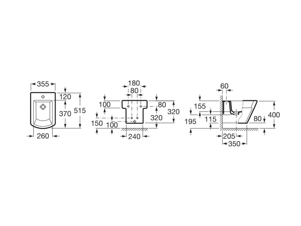 Roca - Bidé Hall A357625000 suspendido compacto sin tapa - BricoandPool