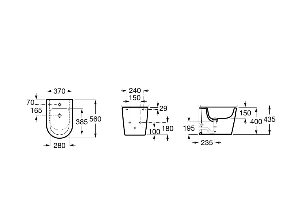 Roca - Bidé Inspira round A357527000 adosado sin tapa - BricoandPool