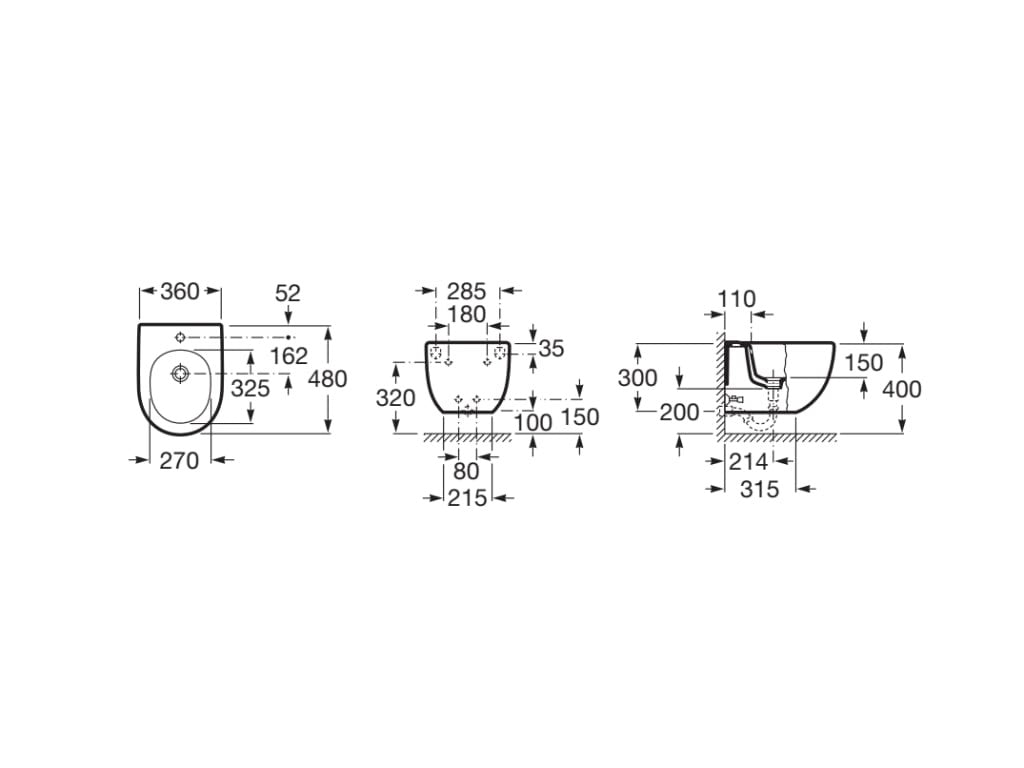 Roca - Bidé Meridian A357246000 suspendido compacto sin tapa - BricoandPool