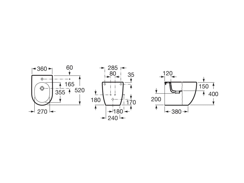 Roca - Bidé Meridian A357247000 compacto adosado a pared sin tapa - BricoandPool