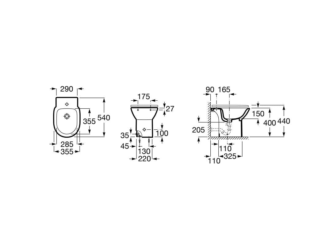 Roca - Bidé Round A355998000 sin tapa - BricoandPool