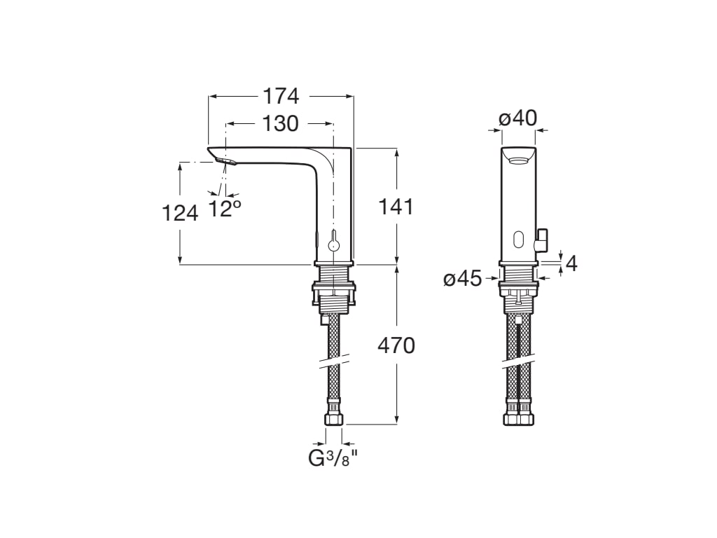 Roca - Cala - E grifería electrónica para lavabo con enlaces de alimentación flexibles, cromado A5A556EC00. - BricoandPool