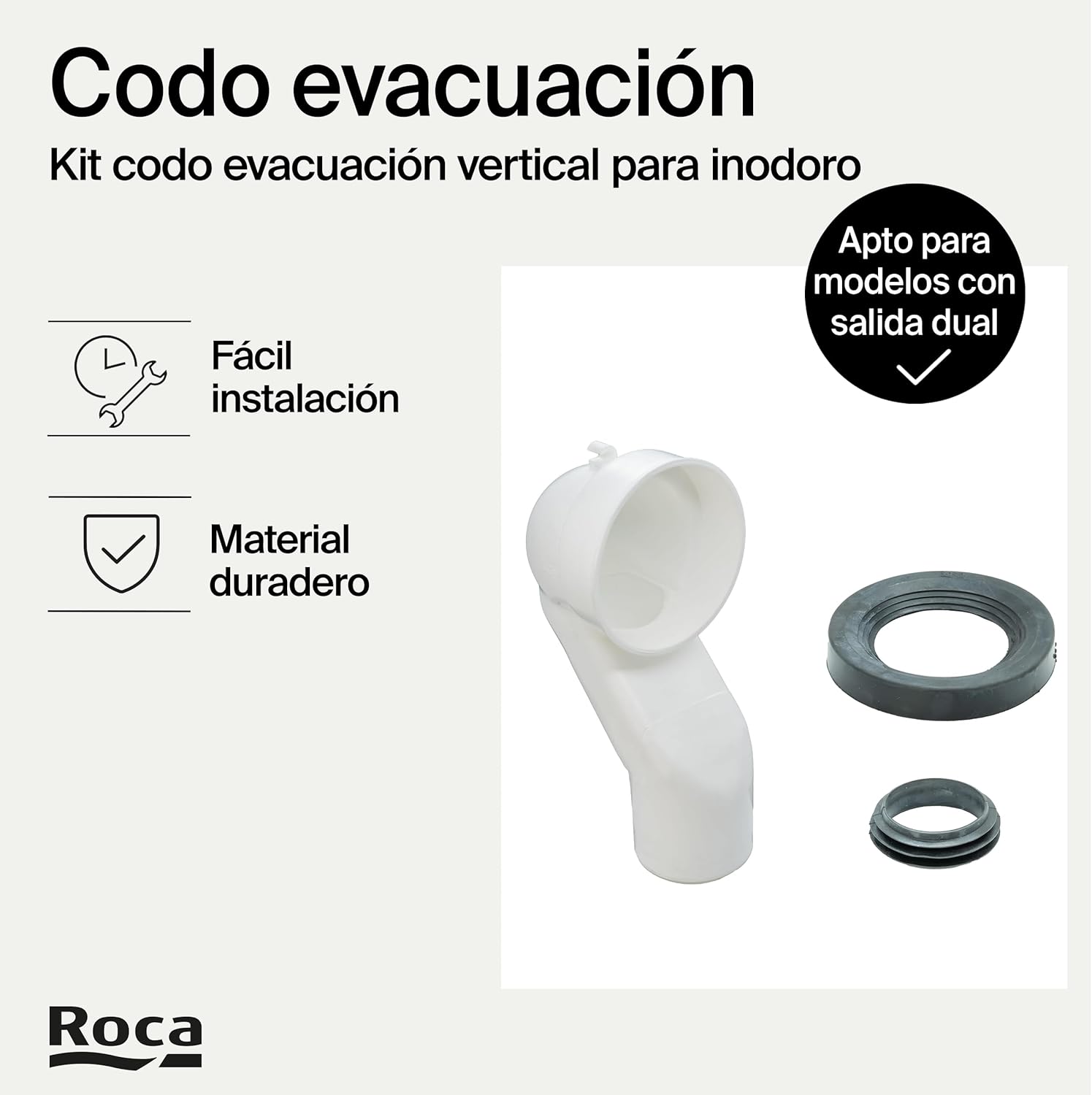 Roca - Codo de evacuación vertical (AV0007700R) - BricoandPool