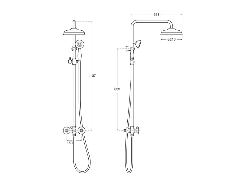 Roca - Columna bimando para ducha con altura fija Carmen cromada - BricoandPool