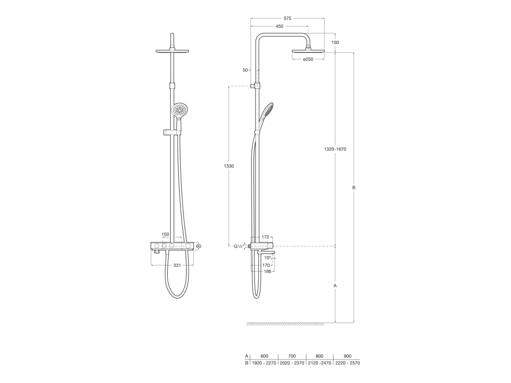 Roca - Columna de baño - ducha termostática con repisa Index - T Switch - BricoandPool