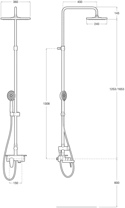 Roca - Columna de ducha Even - M monomando con repisa A5A9C90C00 - BricoandPool