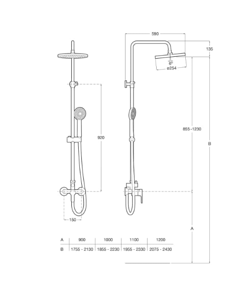Roca - Columna de ducha L20 monomando con altura regulable A5A9709C00 - BricoandPool