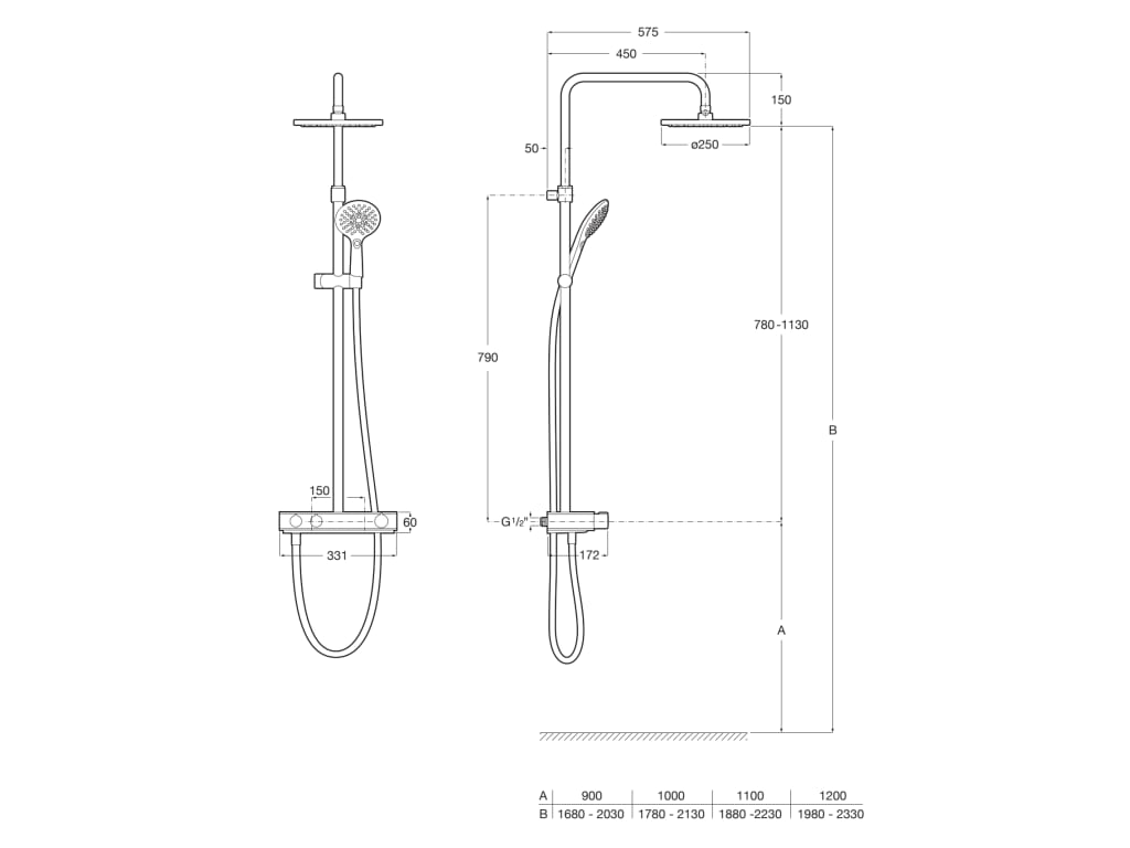 Roca - Columna de ducha termostática con repisa Index - T Switch cromada - BricoandPool