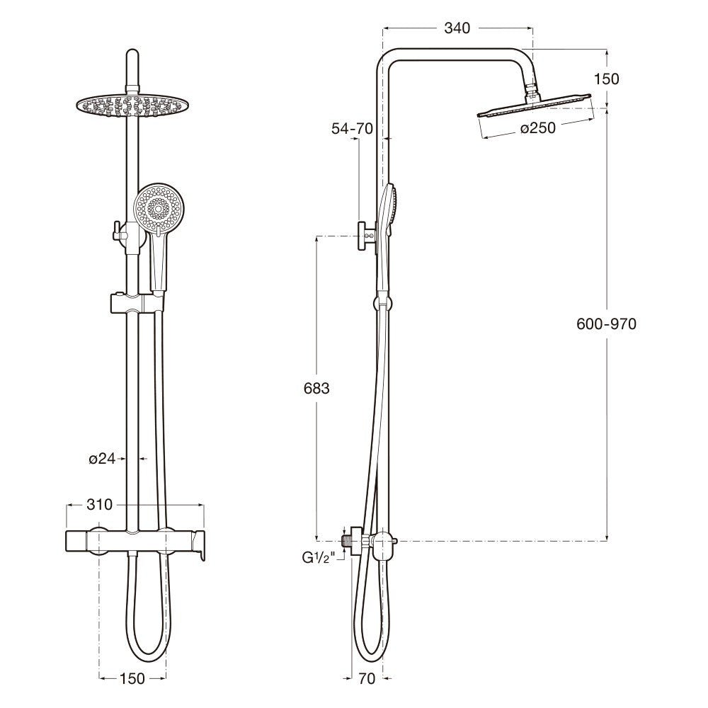 Roca - Columna de ducha Vega Plus Round A5A9A6EC00 - BricoandPool