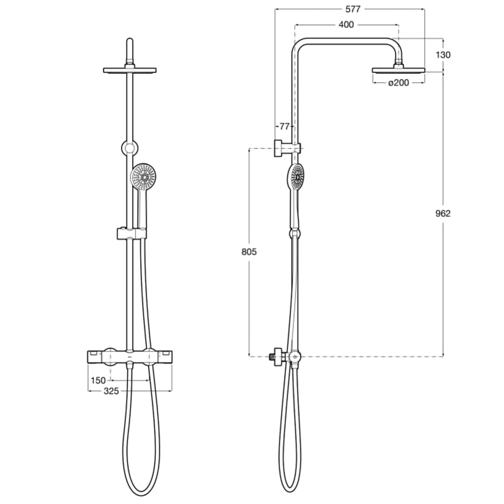Roca - Columna de ducha Victoria termostática basic negro mate A5A9F18NB0 - BricoandPool