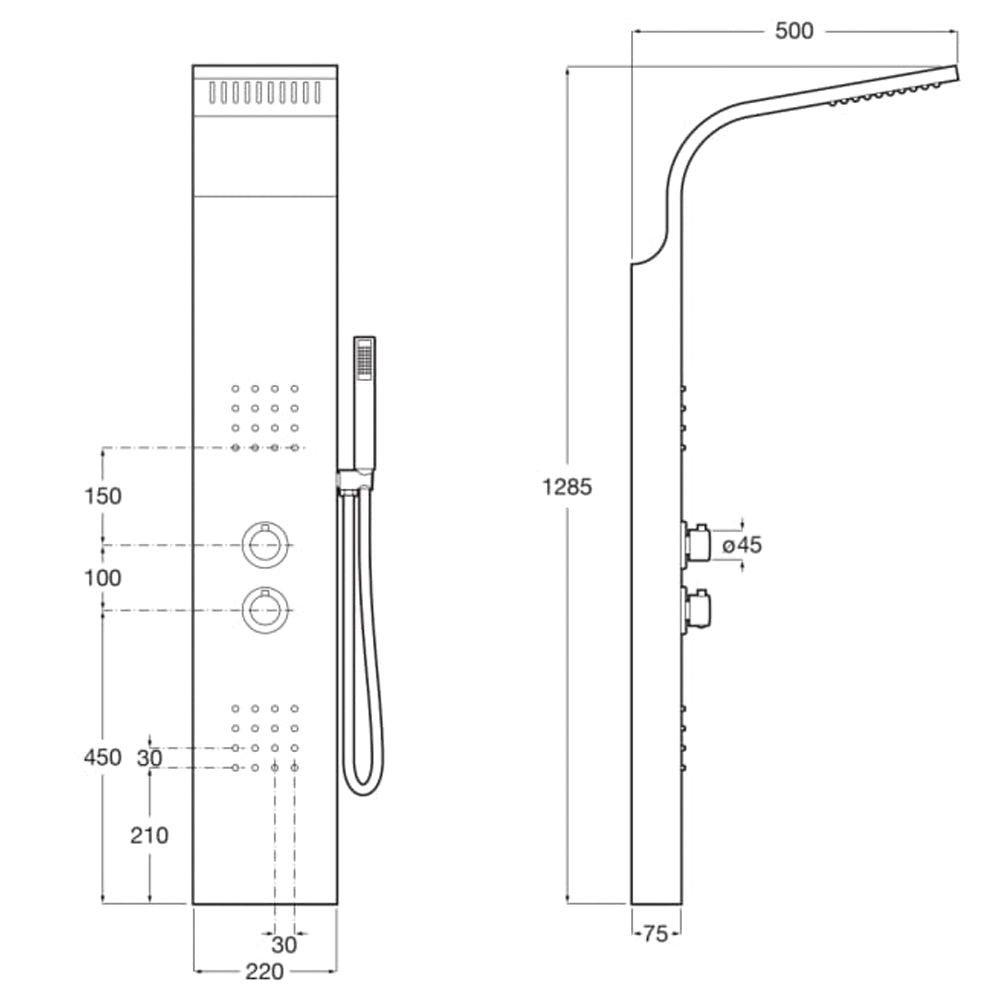 Roca - Columna Ducha Hidromasaje Termostática Essential A5A9A8BC00 - BricoandPool
