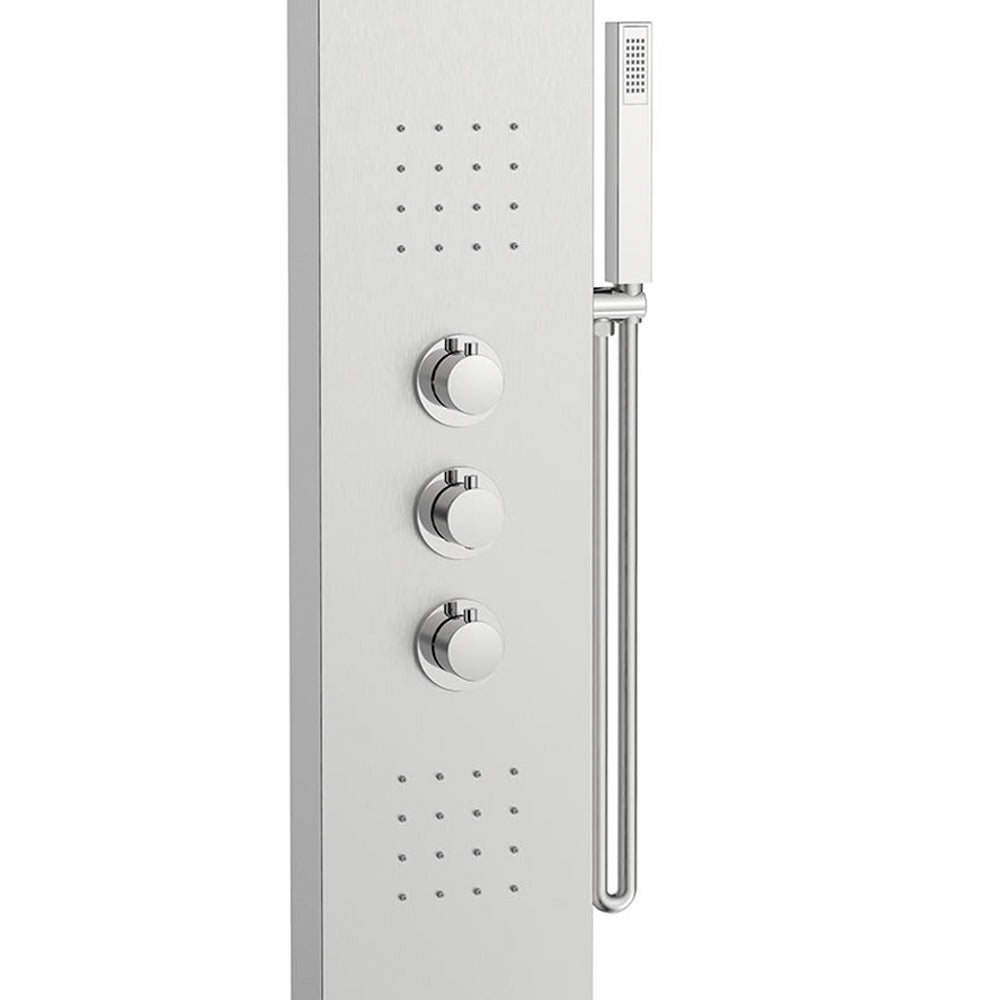 Roca Evolution Thermostatische Hydromassagesäule – Matt Edelstahl, Mit Jets, Wasserfall & Handbrause