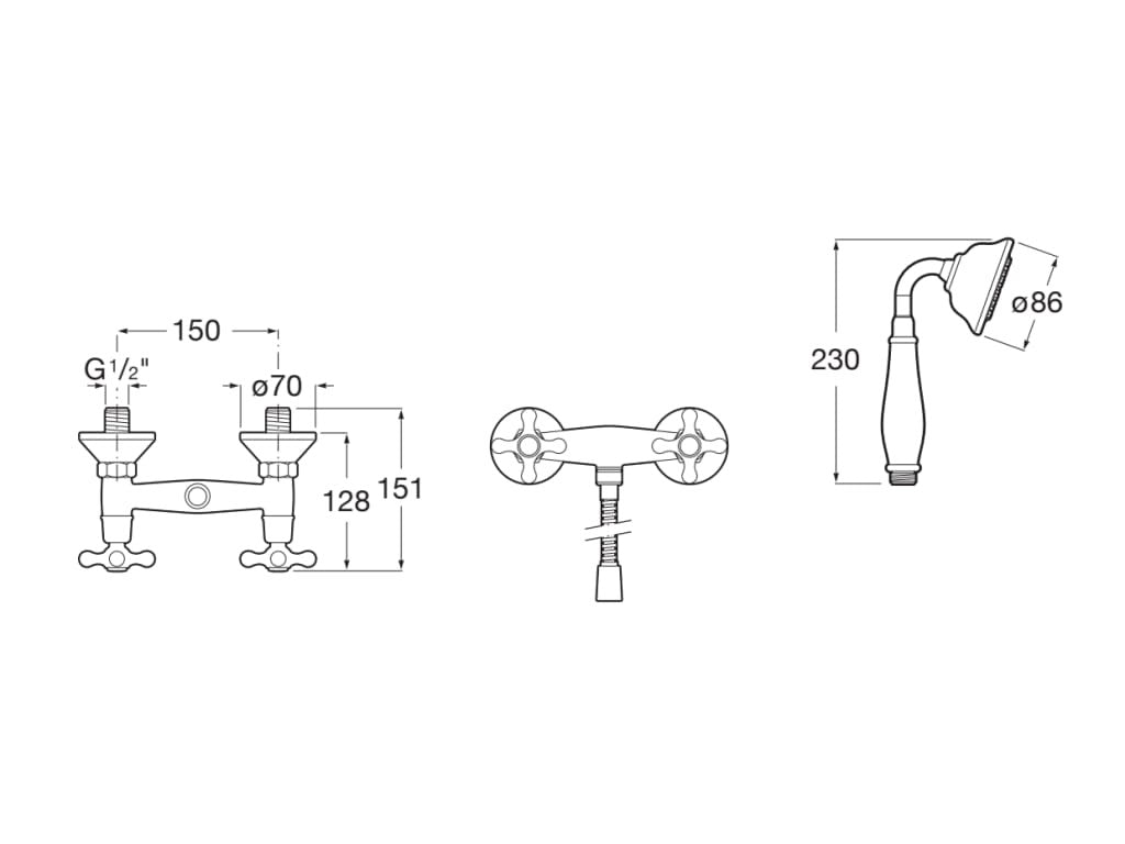 Roca - Conjunto grifo bimando para ducha Carmen A5A204BC00 - BricoandPool