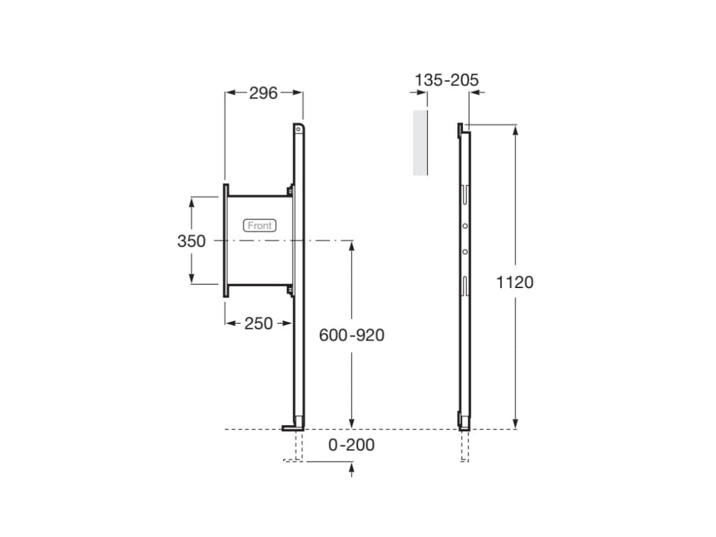 Roca - DUPLO HANDICAPPED - Bastidor empotrable para fijación de barra de apoyo In - Wall Systems A890090600 - BricoandPool