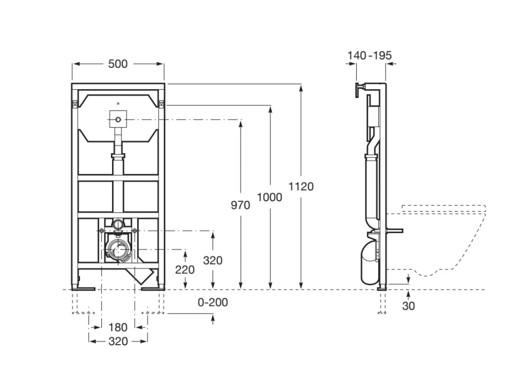 Roca - DUPLO WC FLUXOR ELECTRÓNICO - Bastidor empotrable para inodoro suspendido con fluxor de doble descarga incluido - BricoandPool
