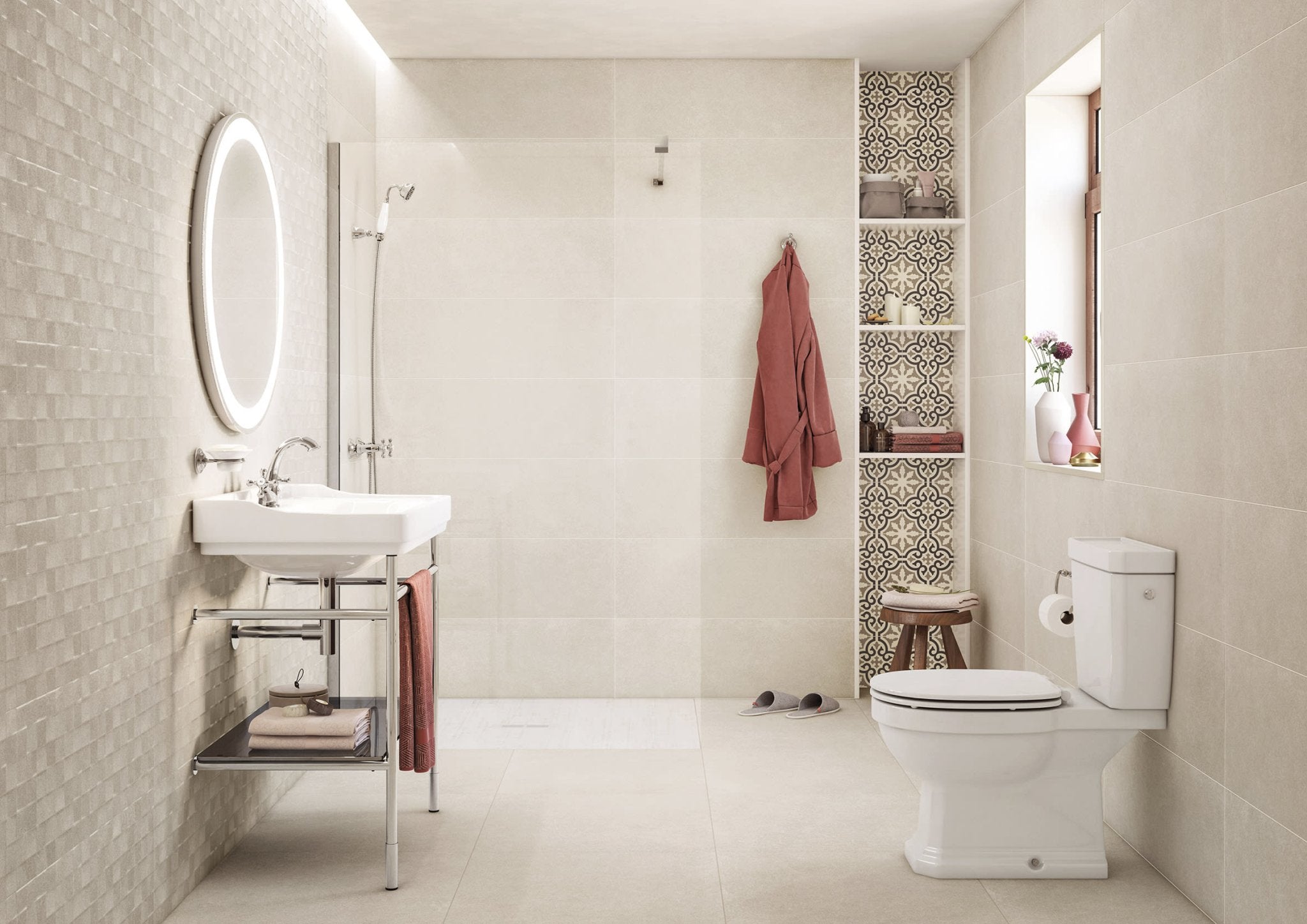 Roca - Estructura base con repisa Carmen Unik de cristal y lavabo - BricoandPool