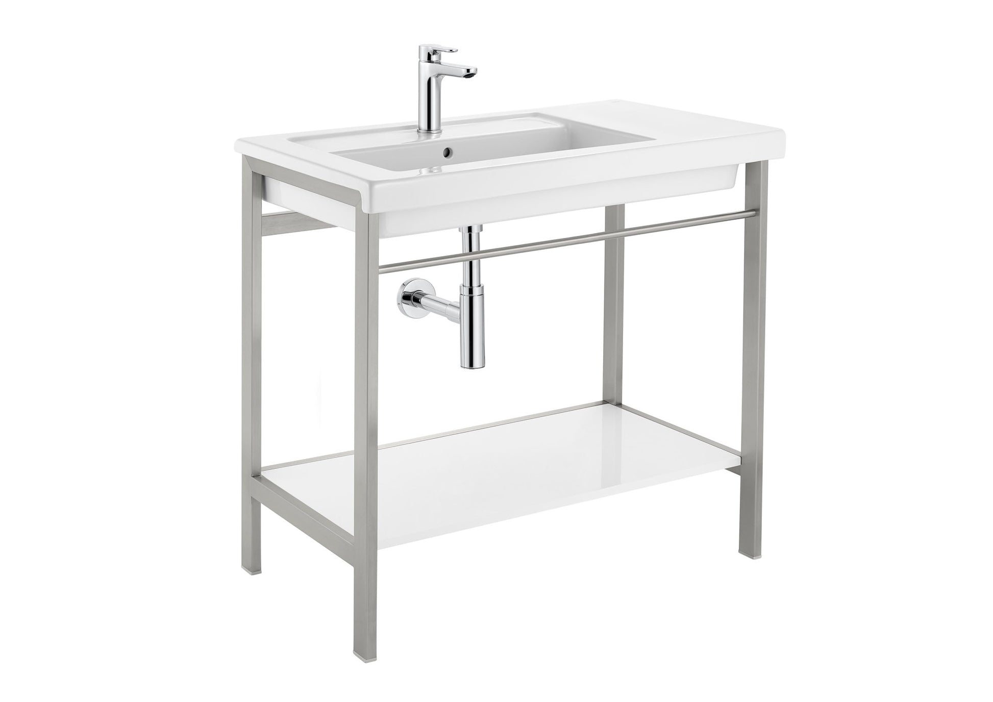 Roca - Estructura base Prisma con toallero integrado y repisa inferior para lavabo - BricoandPool