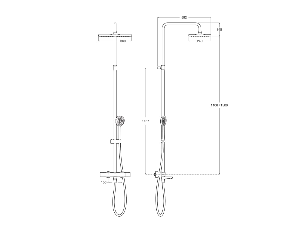 Roca - Even T - Square - Columna de baño - ducha termostática con altura regulable cromada - BricoandPool