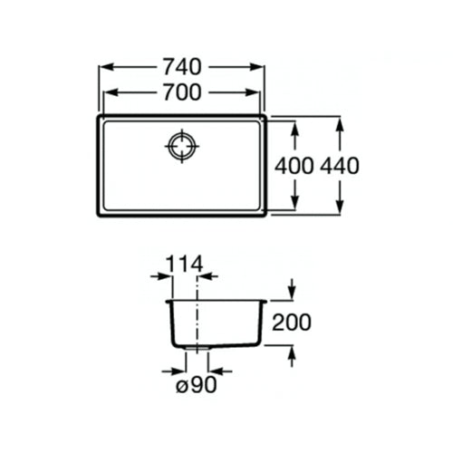 Roca - Fregadero Roma 70x40cm - BricoandPool