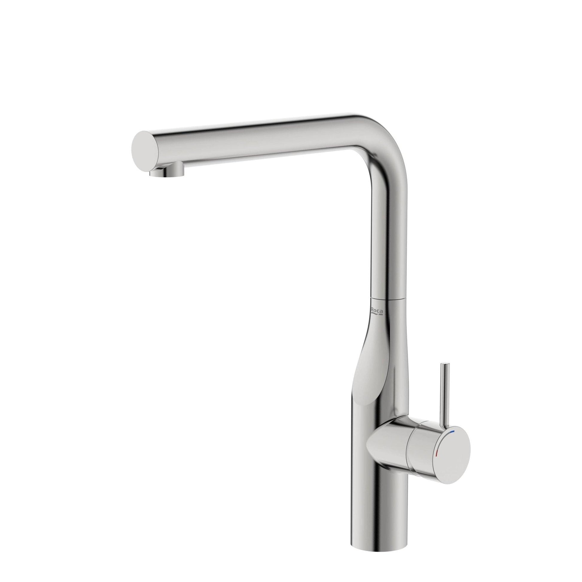 Roca - Glera grifería para cocina con caño recto giratorio, Cold Start, acabado acero inoxidable A5A834DSM0. - BricoandPool
