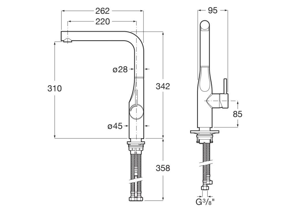 Roca - Glera grifería para cocina con caño recto giratorio, Cold Start, acabado acero inoxidable A5A834DSM0. - BricoandPool