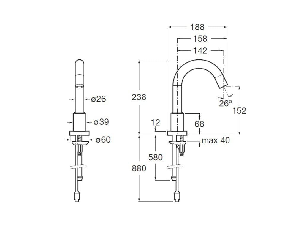 Roca - Grifería electrónica para lavabo (agua premezclada) con sensor integrado en el caño. Loft A5A3343C00 - BricoandPool