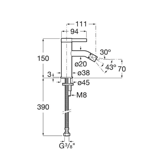 Roca - Grifería Ona para bidé con cuerpo liso A5A629EC00 - BricoandPool