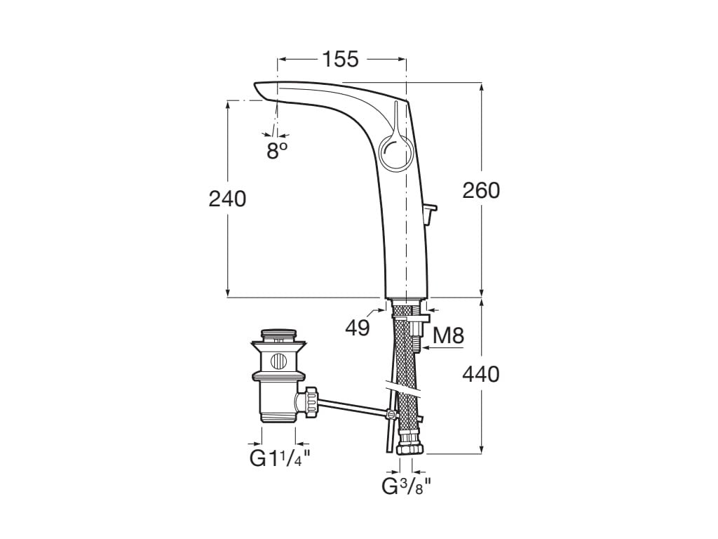 Roca - Grifo caño alto de lavabo Insignia con desagüe automático A5A343AC00 - BricoandPool