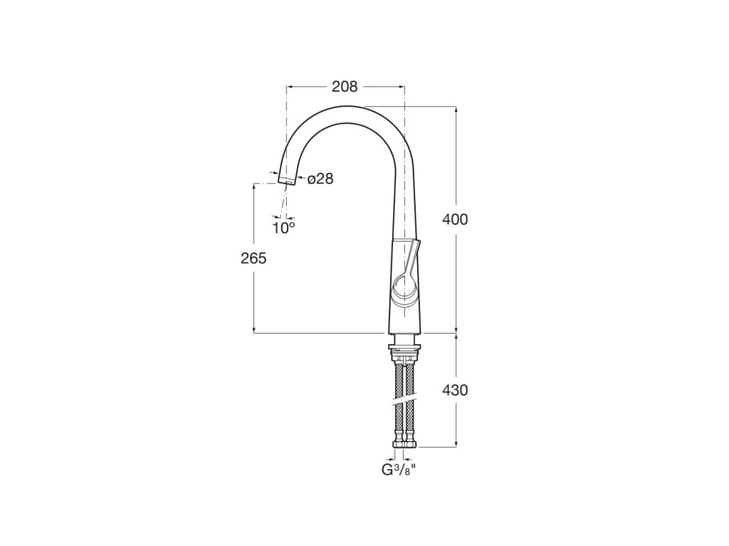 Roca - Grifo cocina monomando caño giratorio C Syra A5A842AC00 - BricoandPool