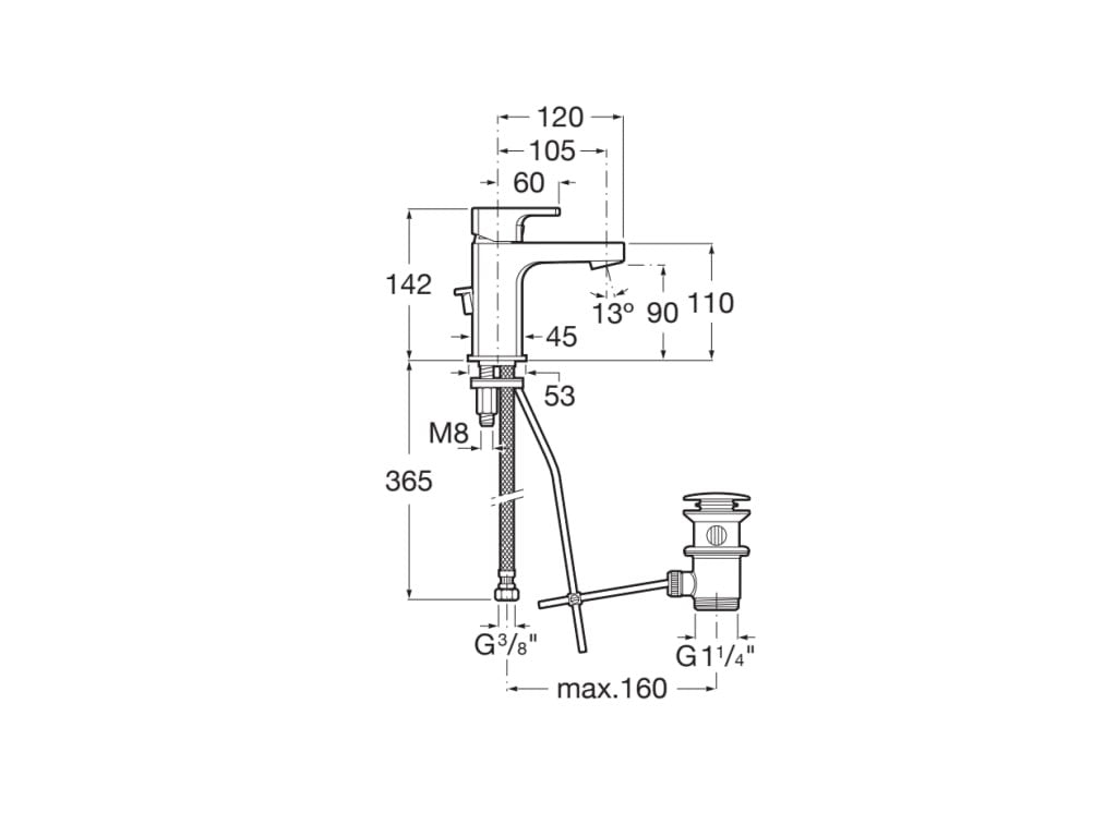 Roca - Grifo compacto lavabo desagüe automático L90 A5A3A01C00 - BricoandPool