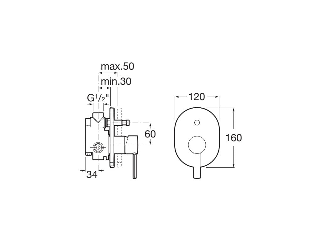 Roca - Grifo de bañera - ducha empotrable Targa A5A0660C00 - BricoandPool