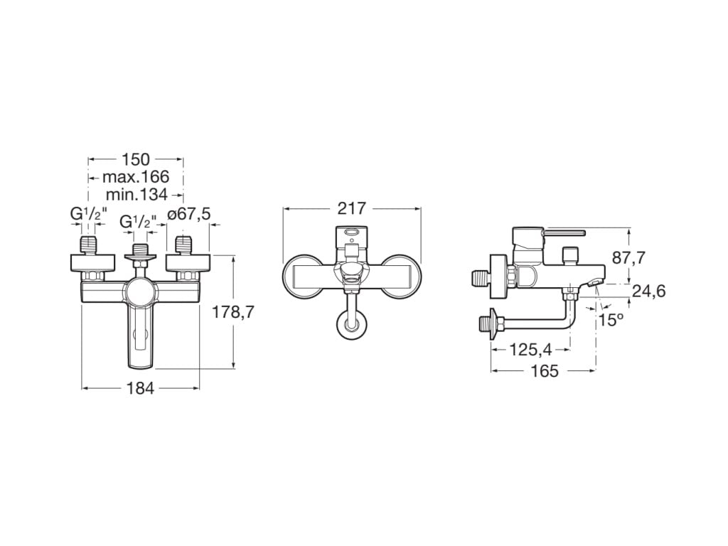 Roca - Grifo de bañera - ducha enlace pared Targa A5A1760C00 - BricoandPool