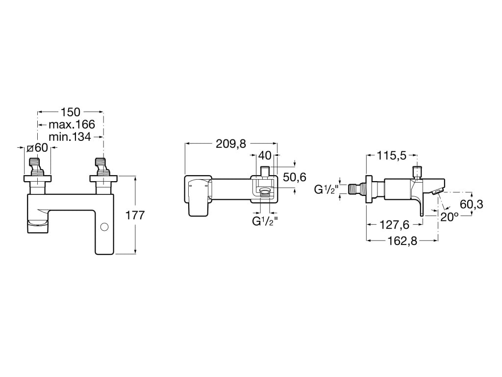 Roca - Grifo de bañera - ducha L90 A5A0D01C00 - BricoandPool